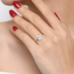 Clearance Gabriel & Co. Lark - 14K White-Yellow Gold Oval Solitaire Diamond Engagement Ring