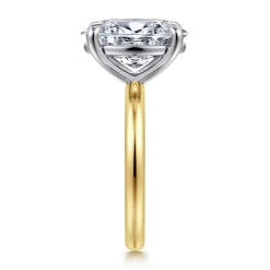 New Gabriel & Co. Lark - 14K White-Yellow Gold Oval Solitaire Diamond Engagement Ring