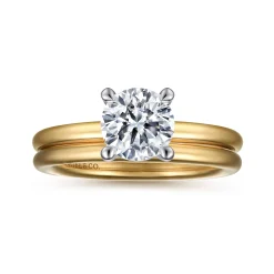 Discount Gabriel & Co. Lark - 14K White-Yellow Gold Round Solitaire Diamond Engagement Ring