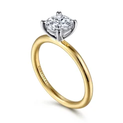 Discount Gabriel & Co. Lark - 14K White-Yellow Gold Round Solitaire Diamond Engagement Ring