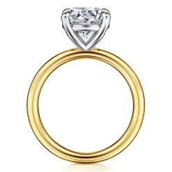 Best Gabriel & Co. Lark - 14K White-Yellow Gold Round Solitaire Diamond Engagement Ring