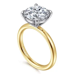 Best Gabriel & Co. Lark - 14K White-Yellow Gold Round Solitaire Diamond Engagement Ring