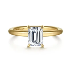 New Gabriel & Co. Lark - 14K Yellow Gold Emerald Cut Solitaire Engagement Ring