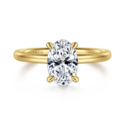 Hot Gabriel & Co. Lark - 14K Yellow Gold Oval Solitaire Engagement Ring