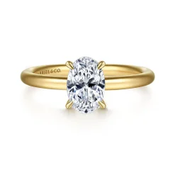 New Gabriel & Co. Lark - 14K Yellow Gold Oval Solitaire Engagement Ring