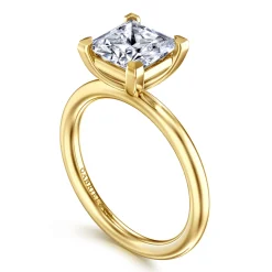 Best Gabriel & Co. Lark - 14K Yellow Gold Princess Cut Solitaire Engagement Ring