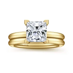 Best Gabriel & Co. Lark - 14K Yellow Gold Princess Cut Solitaire Engagement Ring