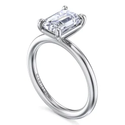 New Gabriel & Co. Lark - Platinum Emerald Cut Solitaire Engagement Ring