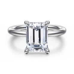 New Gabriel & Co. Lark - Platinum Emerald Cut Solitaire Engagement Ring