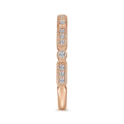 Outlet Gabriel & Co. Latvia - 14K Rose Gold Diamond Station Stackable Anniversary Band with Milgrain - 0.18 ct