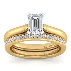 Outlet Gabriel & Co. Lauren - 14K White-Yellow Gold Emerald Cut Diamond Engagement Ring