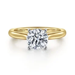 New Gabriel & Co. Lauren - 14K White-Yellow Gold Round Solitaire Diamond Engagement Ring