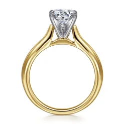 New Gabriel & Co. Lauren - 14K White-Yellow Gold Round Solitaire Diamond Engagement Ring