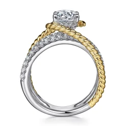Outlet Gabriel & Co. Lavish - 14K White-Yellow Gold Free Form Round Diamond Engagement Ring