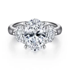 Gabriel & Co. Laynie - 14K White Gold Oval Three Stone Diamond Engagement Ring