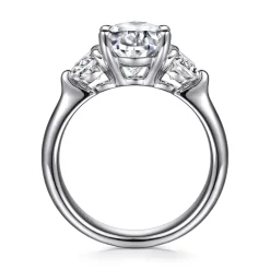 Gabriel & Co. Laynie - 14K White Gold Oval Three Stone Diamond Engagement Ring