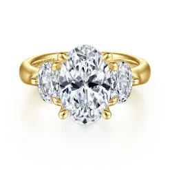 Gabriel & Co. Laynie - 14K Yellow Gold Oval Three Stone Diamond Engagement Ring