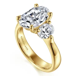 Gabriel & Co. Laynie - 14K Yellow Gold Oval Three Stone Diamond Engagement Ring
