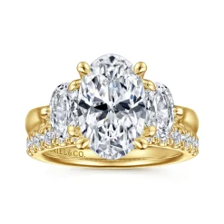 Gabriel & Co. Laynie - 14K Yellow Gold Oval Three Stone Diamond Engagement Ring
