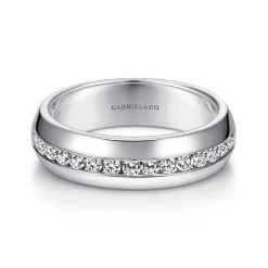 Clearance Gabriel & Co. Lazare - 14k White Gold Channel Set Round 15 Stone Diamond Anniversary Band - 0.35 ct