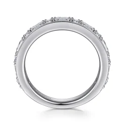 Online Gabriel & Co. Lazia - 14K White Gold Baguette and Round Diamond Anniversary Band - 0.96 ct