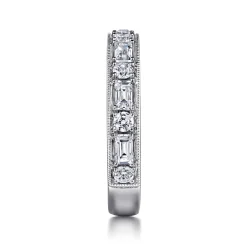 Online Gabriel & Co. Lazia - 14K White Gold Baguette and Round Diamond Anniversary Band - 0.96 ct