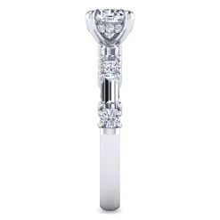 Discount Gabriel & Co. Leanna - 14K White Gold Baguette and Round Diamond Engagement Ring