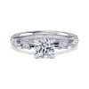 Sale Gabriel & Co. Leanna - 14K White Gold Baguette and Round Diamond Engagement Ring