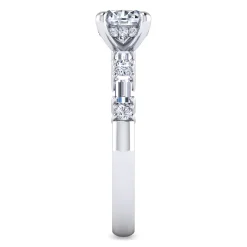 Sale Gabriel & Co. Leanna - 14K White Gold Baguette and Round Diamond Engagement Ring