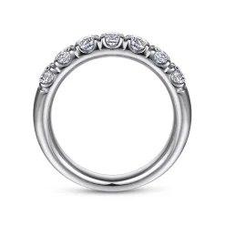 Hot Gabriel & Co. Lecce - 14K White Gold 7 Stone French Pave Diamond Wedding Band - 1.1 ct