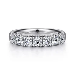 Hot Gabriel & Co. Lecce - 14K White Gold 7 Stone French Pave Diamond Wedding Band - 1.1 ct