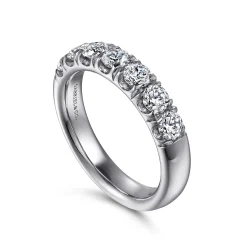 Hot Gabriel & Co. Lecce - 14K White Gold 7 Stone French Pave Diamond Wedding Band - 1.1 ct