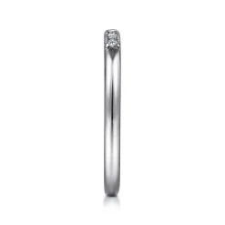 New Gabriel & Co. Lecce - 14K White Gold 7 Stone French Pave Set Diamond Wedding Band - 0.1 ct