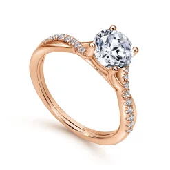 Best Gabriel & Co. Leigh - 14K Rose Gold Round Diamond Engagement Ring