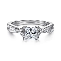 Discount Gabriel & Co. Leigh - 14K White Gold Princess Cut Diamond Engagement Ring