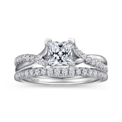 Discount Gabriel & Co. Leigh - 14K White Gold Princess Cut Diamond Engagement Ring