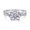 Outlet Gabriel & Co. Leigh - 14K White Gold Twisted Round Diamond Engagement Ring