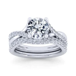 Outlet Gabriel & Co. Leigh - 14K White Gold Twisted Round Diamond Engagement Ring