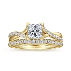Best Gabriel & Co. Leigh - 14K Yellow Gold Princess Cut Diamond Engagement Ring