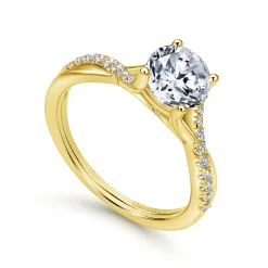 Discount Gabriel & Co. Leigh - 14K Yellow Gold Round Diamond Engagement Ring