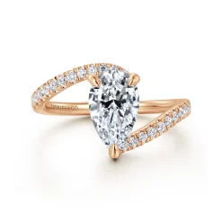 Discount Gabriel & Co. Leina - 14K Rose Gold Bypass Pear Shape Hidden Halo Diamond Engagement Ring