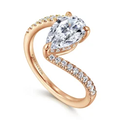 Discount Gabriel & Co. Leina - 14K Rose Gold Bypass Pear Shape Hidden Halo Diamond Engagement Ring