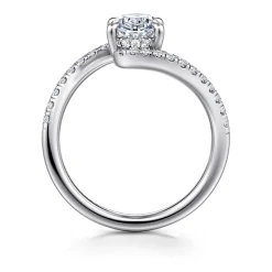 Outlet Gabriel & Co. Leina - 14K White Gold Bypass Oval Shape Hidden Halo Diamond Engagement Ring