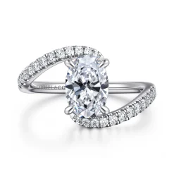 Outlet Gabriel & Co. Leina - 14K White Gold Bypass Oval Shape Hidden Halo Diamond Engagement Ring