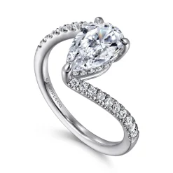 Discount Gabriel & Co. Leina - 14K White Gold Bypass Pear Shape Hidden Halo Diamond Engagement Ring
