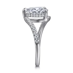 Discount Gabriel & Co. Leina - 14K White Gold Bypass Pear Shape Hidden Halo Diamond Engagement Ring