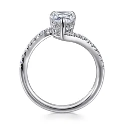 Discount Gabriel & Co. Leina - 14K White Gold Bypass Pear Shape Hidden Halo Diamond Engagement Ring