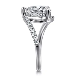 Discount Gabriel & Co. Leina - 14K White Gold Bypass Pear Shape Hidden Halo Diamond Engagement Ring