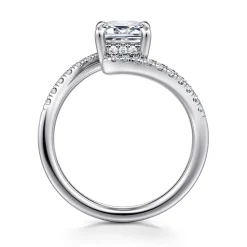 Clearance Gabriel & Co. Leina - 14K White Gold Emerald Cut Hidden Halo Diamond Engagement Ring