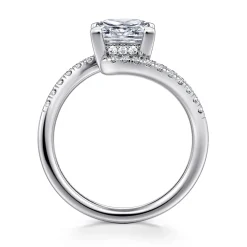 New Gabriel & Co. Leina - 14K White Gold Princess Hidden Halo Diamond Engagement Ring